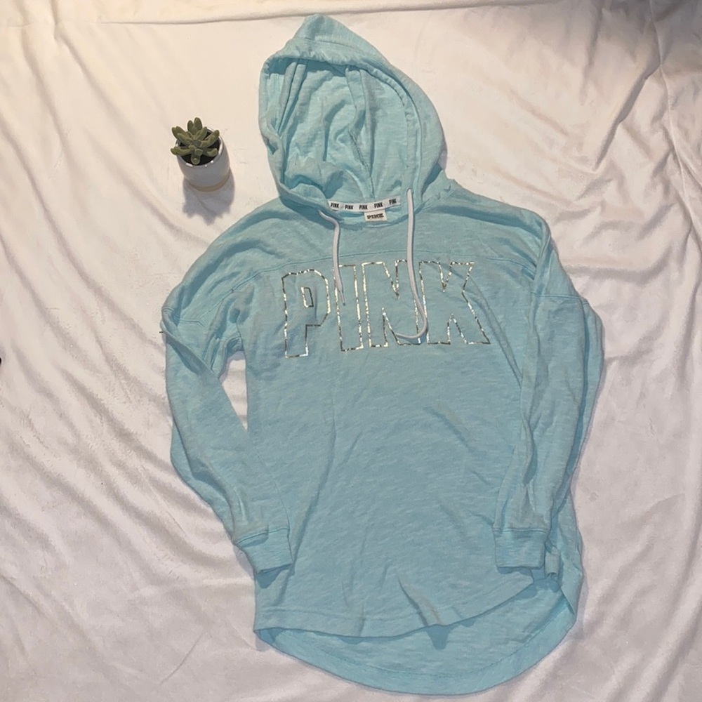 Victoria Secret PINK Light Blue Open Back Hoodie